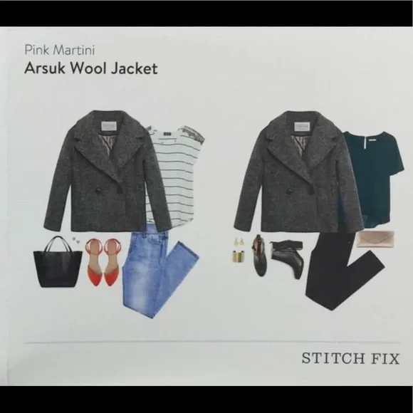 Pink Martini Gray Peacoat Wool Blend Jacket coat L - Picture 7 of 7